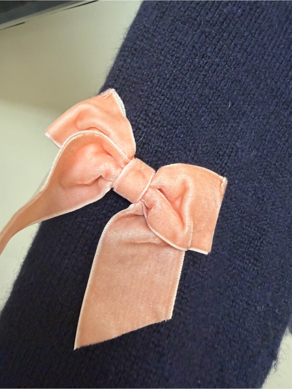 Maeve Navy Crewneck Sweater with Pink Bow Accents - Picture 5 of 6